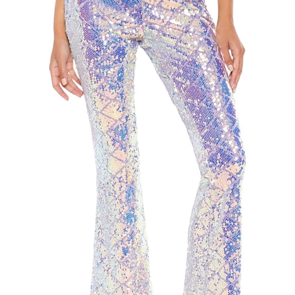 Iridescent Sequin flare high rise pants - Picture 2 of 4